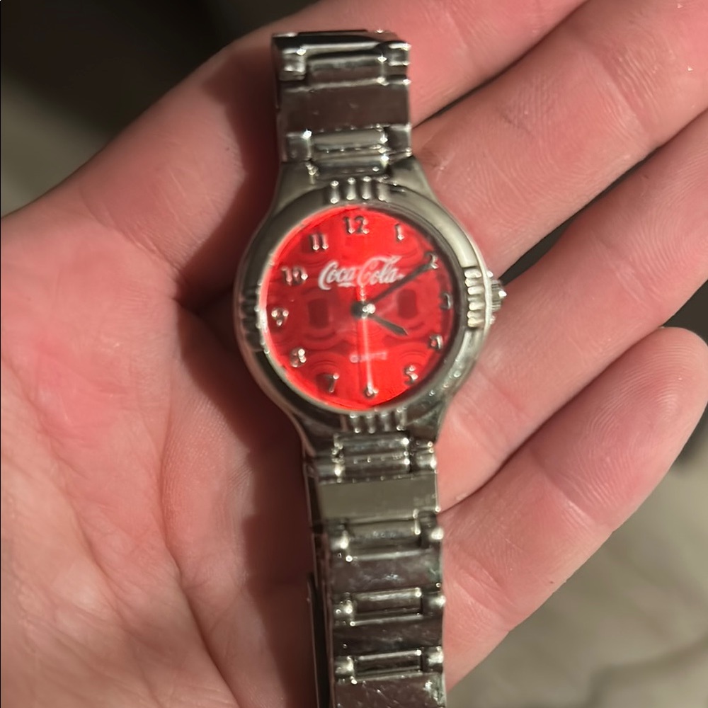 Coca-Cola Red Dial Silver Watch